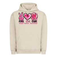 Pigment French Oak Peace love cure Breast Cancer Awareness Urban Hoodie - FaDigitalArtStudio