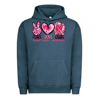 Pigment Midnight Navy Peace love cure Breast Cancer Awareness Urban Hoodie - FaDigitalArtStudio