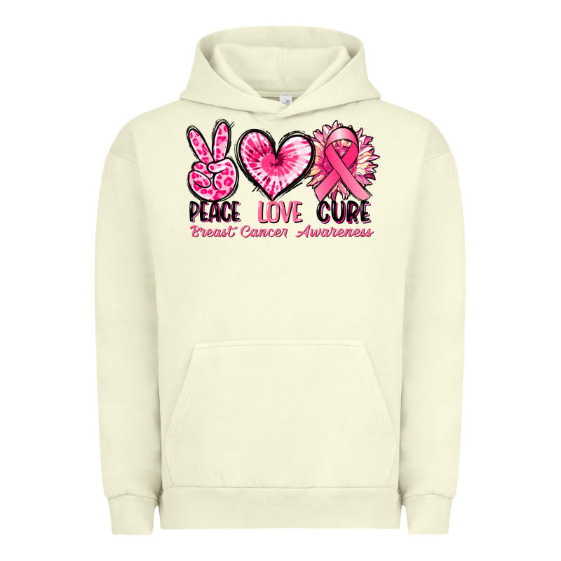 Peace Love Cure Breast Cancer Awareness Urban Hoodie by FaDigitalArtStudio | Teevron