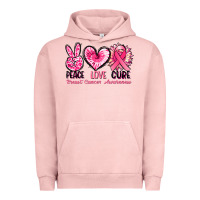 Pigment Salmon Peace love cure Breast Cancer Awareness Urban Hoodie - FaDigitalArtStudio
