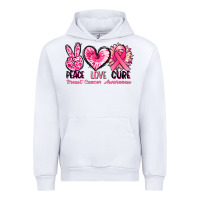 White Peace love cure Breast Cancer Awareness Urban Hoodie - FaDigitalArtStudio