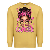 Antique Gold lets beat cancer afro messy bun Premium Sweatshirt - texasbilliewilder