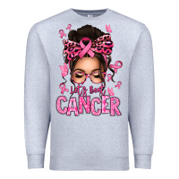 Heather Grey lets beat cancer afro messy bun Premium Sweatshirt - texasbilliewilder