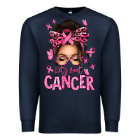 Navy lets beat cancer afro messy bun Premium Sweatshirt - texasbilliewilder