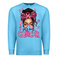 Ocean Blue lets beat cancer afro messy bun Premium Sweatshirt - texasbilliewilder