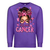 Purple lets beat cancer afro messy bun Premium Sweatshirt - texasbilliewilder