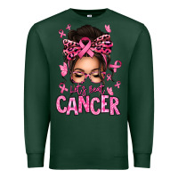 Sports Green lets beat cancer afro messy bun Premium Sweatshirt - texasbilliewilder