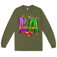 Army Green louisiana mardi gras Long Sleeve Tee - MaliasSmallBusiness