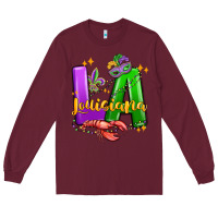 Burgundy louisiana mardi gras Long Sleeve Tee - MaliasSmallBusiness
