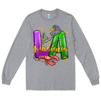 Heather Grey louisiana mardi gras Long Sleeve Tee - MaliasSmallBusiness