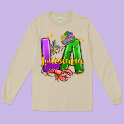 Louisiana Mardi Gras Long Sleeve Tee Designed By Maliassmallbusiness