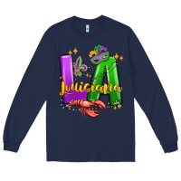 Navy louisiana mardi gras Long Sleeve Tee - MaliasSmallBusiness