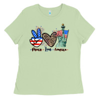 Matcha Peace love america 4th of july Ladies Tee - CowGirlArtShop