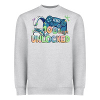 Heather Grey level 100 days unlocked Heavyweight Sweatshirt - MaliasSmallBusiness