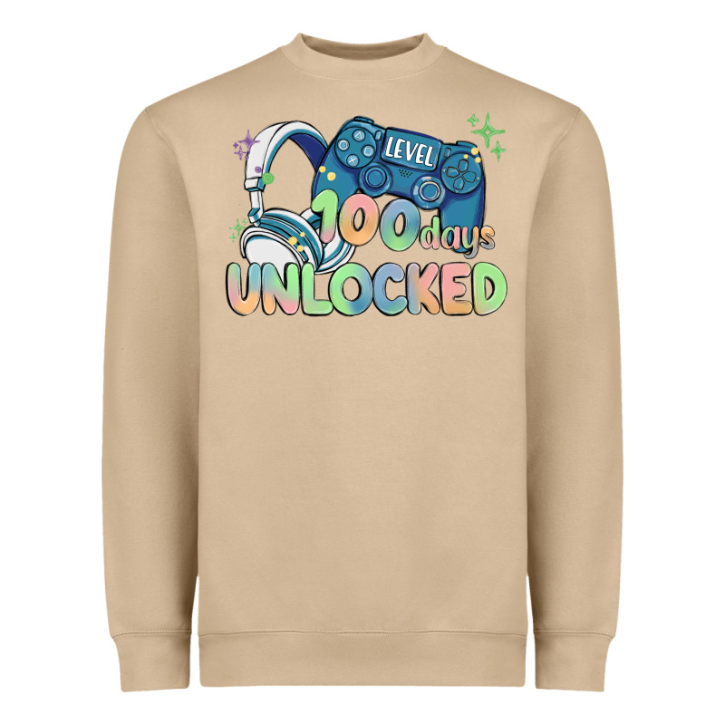 Level 100 Days Unlocked Heavyweight Sweatshirt by MaliasSmallBusiness | Teevron