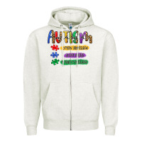 Oatmeal Heather autism mama Zipper Hoodie - Artiststas
