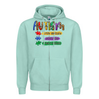 Seafoam autism mama Zipper Hoodie - Artiststas