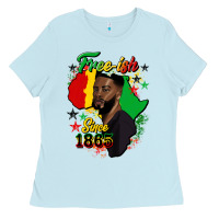 Baby Blue free ish since 1865 black man Ladies Tee - HRA Design Shop