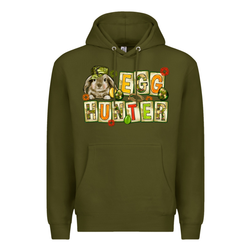 Egg Hunter With Camouflage Plate Letters Easter Premium Hoodie by HowdyJamesFarm | Teevron