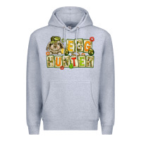 Heather Grey Egg hunter with camouflage plate letters Easter Premium Hoodie - HowdyJamesFarm