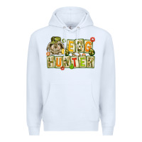 White Egg hunter with camouflage plate letters Easter Premium Hoodie - HowdyJamesFarm
