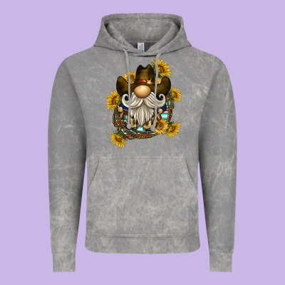 Cowboy Gnome Sunflower Rope Vintage Hoodie Designed By Barkaloodesign