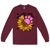 Burgundy life is better with dogs Long Sleeve Tee - NancyCooperArtShop
