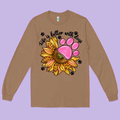 Life Is Better With Dogs Long Sleeve Tee Designed By Nancycooperartshop