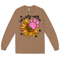 Toasted Coconut life is better with dogs Long Sleeve Tee - NancyCooperArtShop