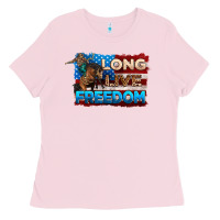 Bubblegum Pink Long live freedom 4th of july Ladies Tee - Neo Western