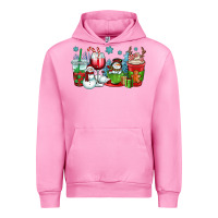 Fuchsia Pink christmas snowman coffee cups Urban Hoodie - OliviaCreatesArt