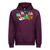 Mauve Wine christmas snowman coffee cups Urban Hoodie - OliviaCreatesArt