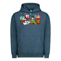 Pigment Midnight Navy christmas snowman coffee cups Urban Hoodie - OliviaCreatesArt