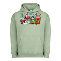 Pigment Oil Green christmas snowman coffee cups Urban Hoodie - OliviaCreatesArt