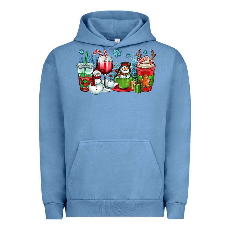 Christmas Snowman Coffee Cups Urban Hoodie by OliviaCreatesArt | Teevron