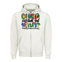Oatmeal Heather color outside the lines Zipper Hoodie - Artiststas