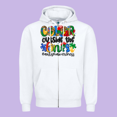 Color Outside The Lines Zipper Hoodie Designed By Artiststas