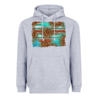 Heather Grey Serape and Leopard Background Heavyweight Hoodie - texasbilliewilder
