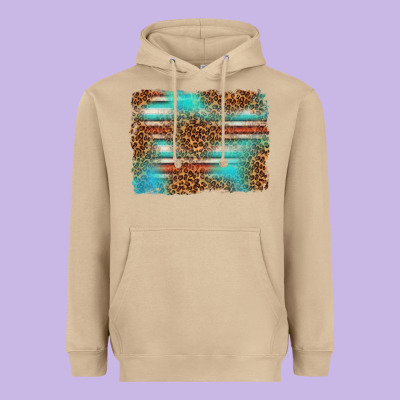 Serape And Leopard Background Heavyweight Hoodie Designed By Texasbilliewilder