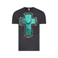 Vintage Black turquoise gemstone cross Vintage Tee - Jasminsmagicworld