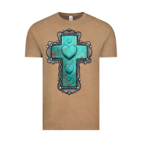 Turquoise Gemstone Cross Vintage Tee | Teevron