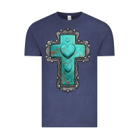 Vintage Denim turquoise gemstone cross Vintage Tee - Jasminsmagicworld