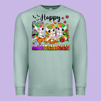 Happy Hallothanksmas Unicorns Premium Sweatshirt Designed By Texasbilliewilder