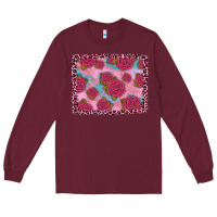 Burgundy pink rose leopard background Long Sleeve Tee - JahusDesignShop