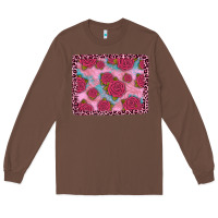 Chestnut pink rose leopard background Long Sleeve Tee - JahusDesignShop