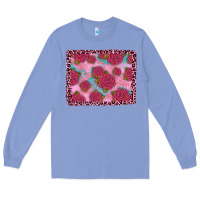 Colony Blue pink rose leopard background Long Sleeve Tee - JahusDesignShop