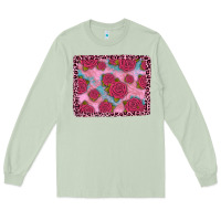 Matcha pink rose leopard background Long Sleeve Tee - JahusDesignShop