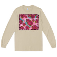 Mushroom pink rose leopard background Long Sleeve Tee - JahusDesignShop