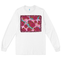 White pink rose leopard background Long Sleeve Tee - JahusDesignShop