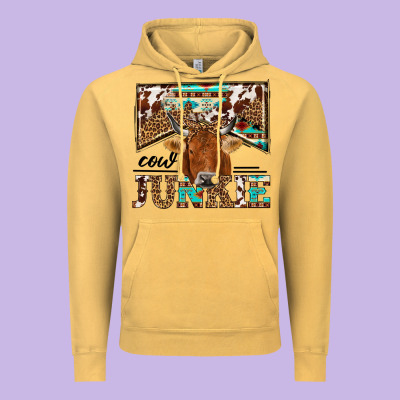 Cow Junkie Vintage Hoodie Designed By Nancycooperartshop